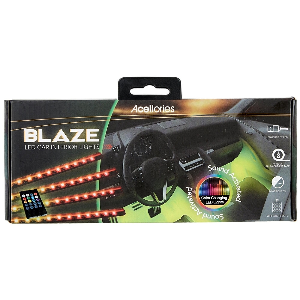 NEW Acellories Blaze Sound Activated LED Car Interior Lights Wireless Remote